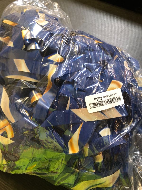 Photo 1 of Tingjoo 3 Pcs Blue with Gold Ring Print Themed Birthday Party Supplies Cartoon Tinsel Foil Fringe Curtains Video Games Party Supplies Story Backdrop for Baby Shower Birthday Decorations