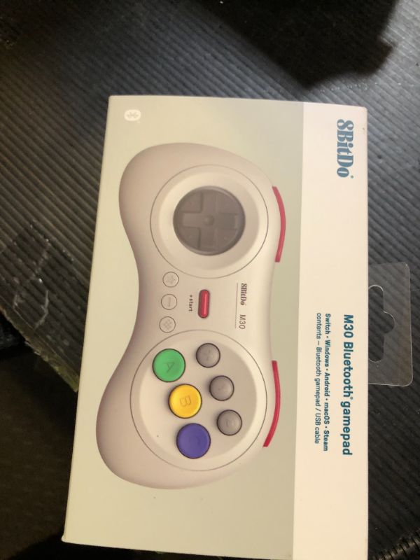 Photo 1 of 8Bitdo M30 Wireless Bluetooth Controller Retro Gamepad for Switch, PC Windows, MacOS, Android, Raspberry Pi with Sega Genesis & Sega Mega Drive Style (White)