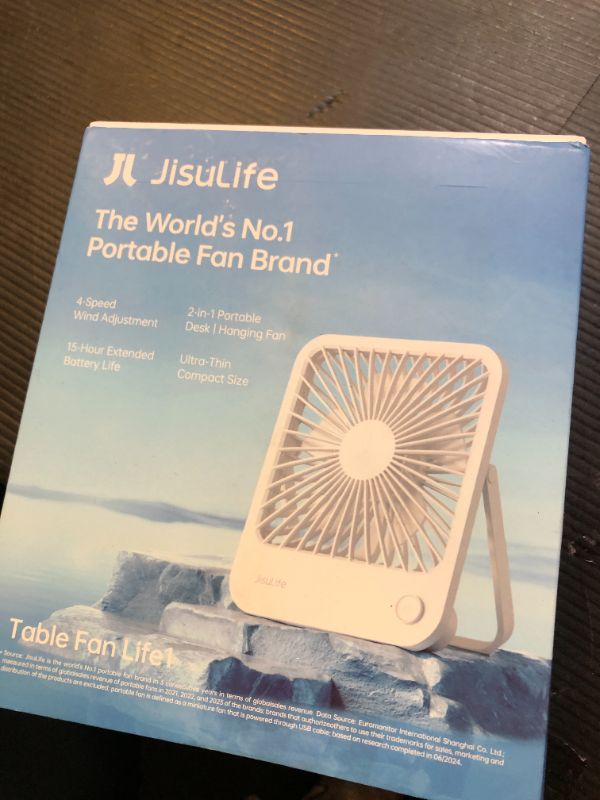 Photo 1 of JISULIFE Desk Fan Battery Rechargeable, 4500mAh 180°Foldable Portable Personal Fan, 4 Speeds Adjustable Long Battery-life for Home Office Travel Outdoor Gifts for Women Men-White