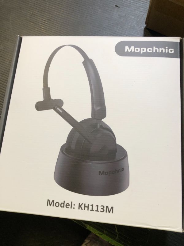 Photo 1 of Mopchnic Bluetooth Headset, Wireless Headphone with AI Noise-Canceling Microphone for Computer, On Ear Bluetooth Headset with USB Dongle for Office Call Center Skype Zoom Meeting Online Class (Black)