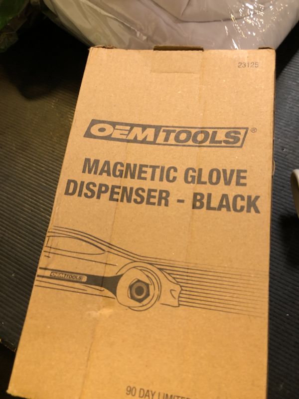Photo 1 of OEMTOOLS 23125 Black Magnetic Glove Dispenser, Disposable Gloves Box Holder, Magnetic Glove Box Holder for Wall Mount