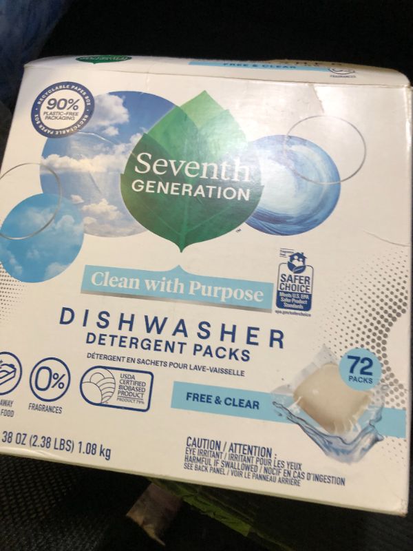 Photo 1 of Seventh Generation Dishwasher Detergent Packs for sparkling dishes Free & Clear Dishwasher Tabs (72 Count)