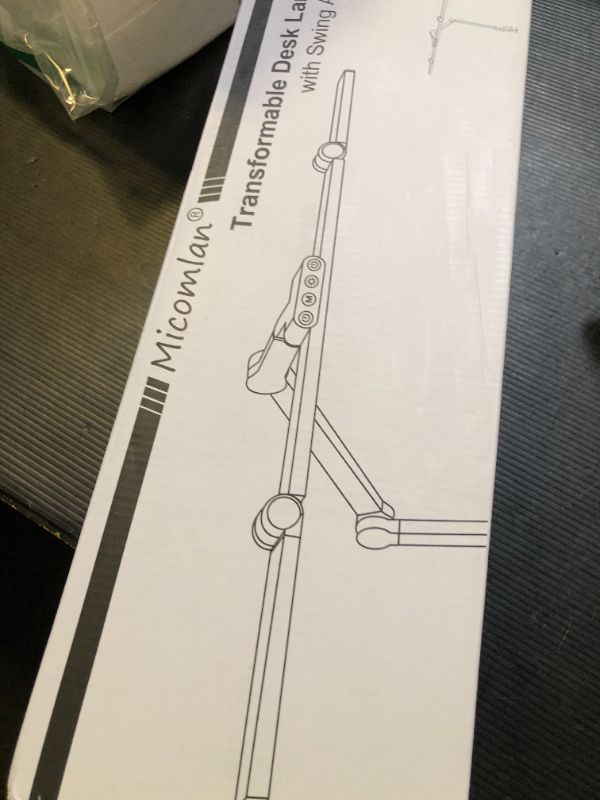 Photo 1 of Micomlan Led Desk Lamp with Clamp, Architect Desk Lamp for Home Office with Atmosphere Lighting, 24W Ultra Bright Auto Dimming Computer Light Stepless Dimming and Tempering LED Table Light