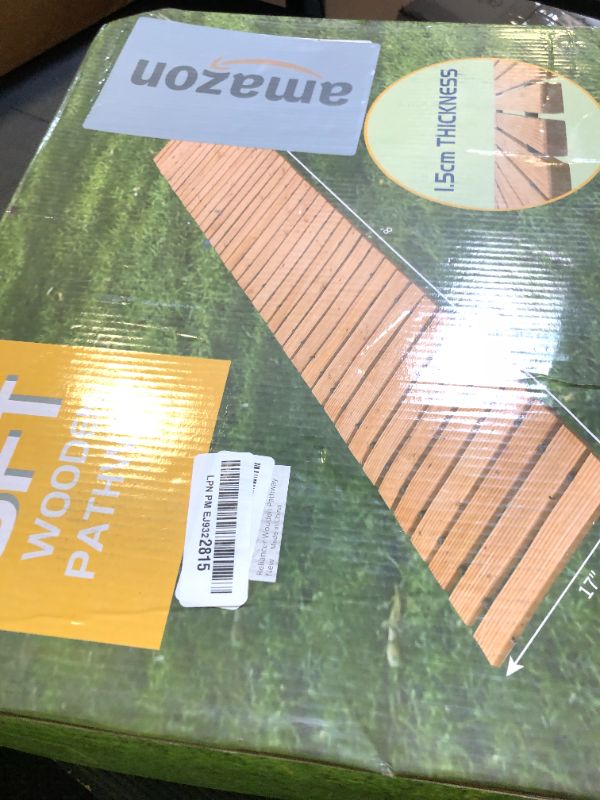 Photo 1 of RELIANCER 8' Wooden Garden Pathway,Outdoor Roll Out Cedar Straight Walkway,Patio Path Decorative Garden Boardwalk Walkways,Weather-Resistant Roll Up Beach Wood Road Floor,Wedding Party Pathways
