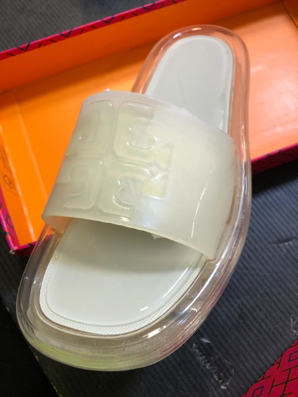 Photo 1 of Tory Burch Women's Bubble Jelly Slides, New Ivory, Off White, 7 Medium US