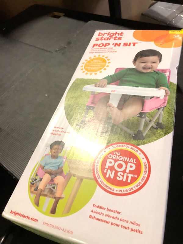 Photo 1 of Bright Starts Pop 'N Sit Portable Booster, Indoor/Outdoor Use, Floor Seat with Feeding Tray, Pink, 6 Mos - 3 Yrs