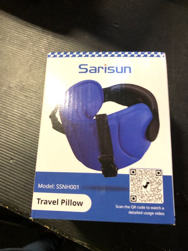 Photo 1 of SARISUN Travel Pillows for Airplanes, Airplane Pillow for Long Flight, Airplane Head Strap with Sleep Eye Mask, 360° Headrest for Car Trip, Stop Bobblehead, FSA HSA Eligible Approved, Mottled Blue