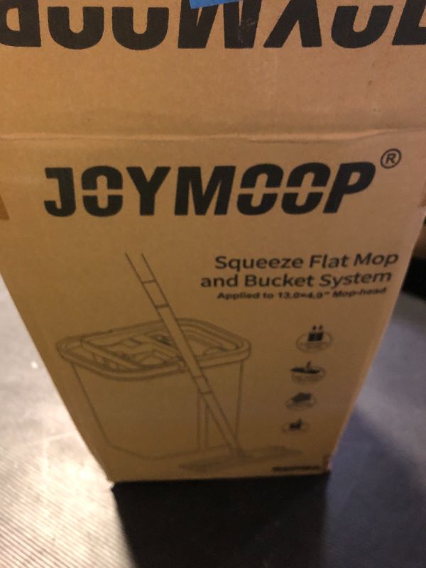 Photo 1 of JOYMOOP Mop and Bucket with Wringer Set, Hands Free Flat Floor Mop and Bucket, with 3 Washable Microfiber Pads, Wet and Dry Use, Floor Cleaning System