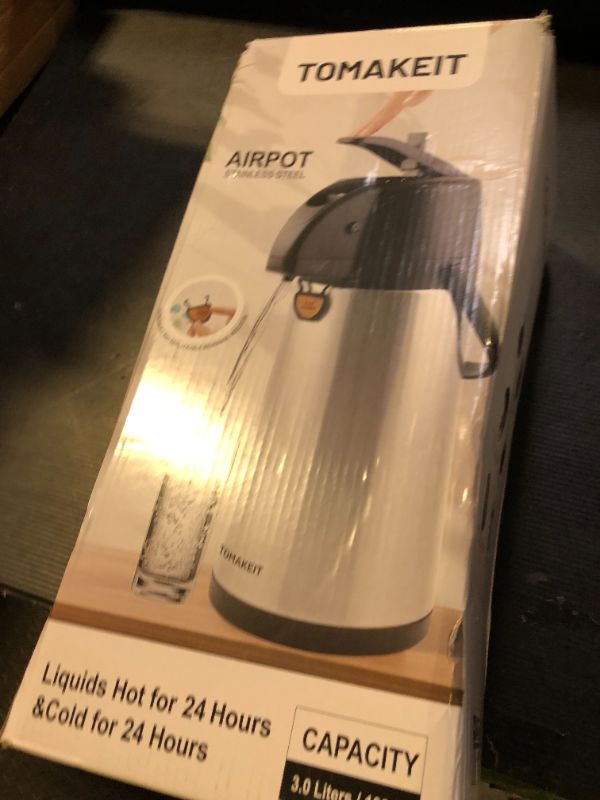Photo 1 of Airpot Coffee Dispenser Thermal with Pump,3L/102 Oz Insulated Stainless Steel Large Airpot Coffee Carafe Lever Action for Hot/Cold Water,Thermal Carafe for Hot Cocoa for Parties