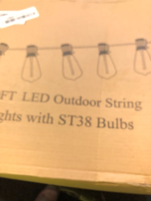 Photo 1 of Brightever LED Outdoor String Lights 100FT Patio Lights with 52 Shatterproof ST38 Vintage Edison Bulbs, Outside Hanging Light Waterproof for Porch, Deck, Garden, Backyard, Balcony, Dimmable 2700K