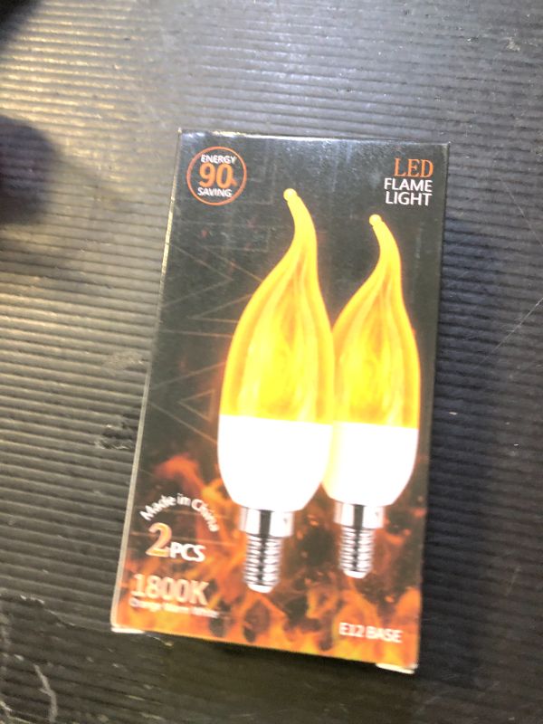Photo 1 of Venforze E12 LED Candelabra Flame Light Bulbs for Outdoor Use, 3 Mode 1800K Warm White Led Flame Bulb, Halloween Christmas Flame Light Bulb, 2 Packs