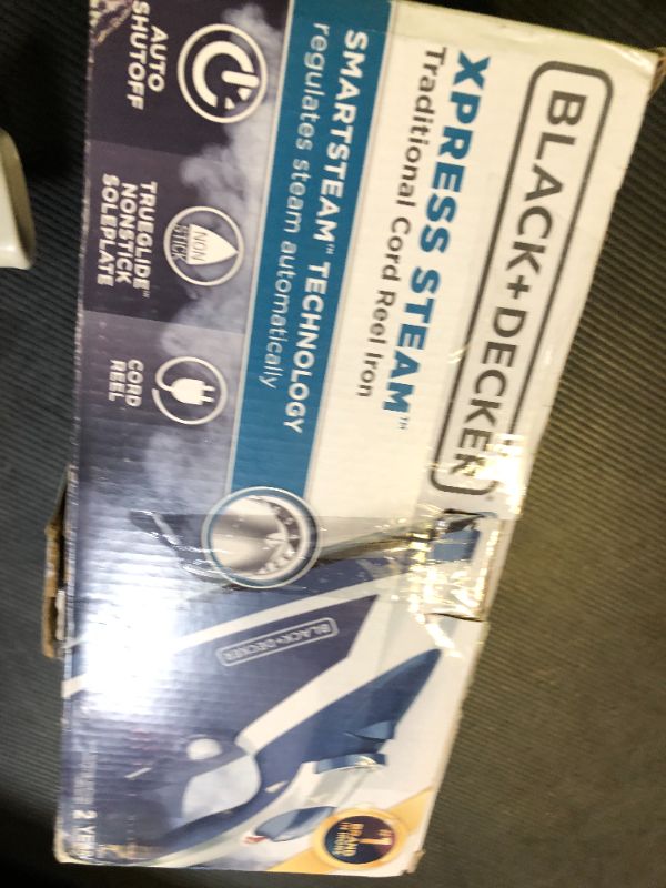 Photo 1 of BLACK+DECKER Xpress Steam™ Cord Reel Iron with Nonstick Soleplate, Blue, ICR16X