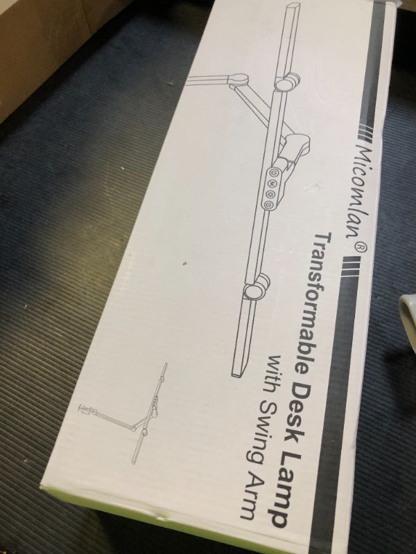 Photo 1 of Micomlan Led Desk Lamp with Clamp, Architect Desk Lamp for Home Office with Atmosphere Lighting, 24W Ultra Bright Auto Dimming Computer Light Stepless Dimming and Tempering LED Table Light