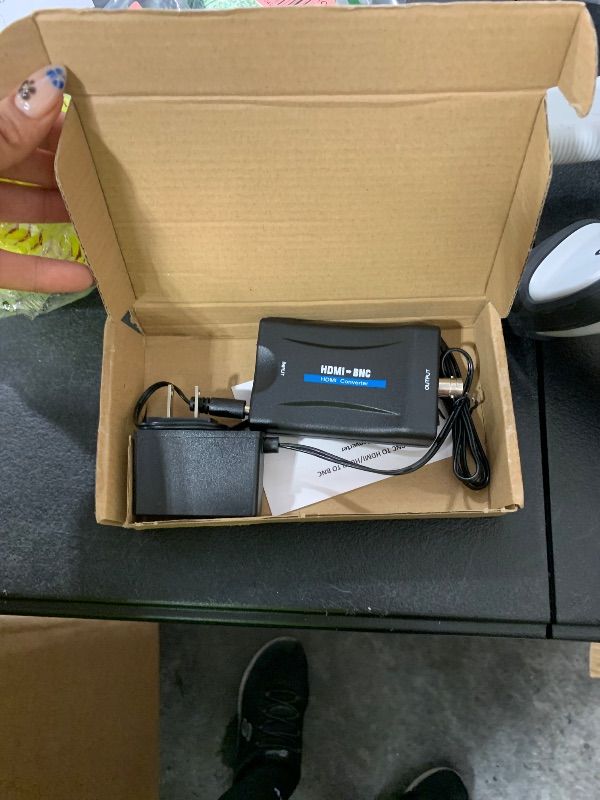 Photo 1 of HDMI to BNC Converter Video Adapter, HDMI in Female BNC Coax Out Connector Composite Box with 3.5mm Audio Output for Full HD DVD DVR PS4 Wii Game Image to Coaxial Analog CVBS Signal Camera Monitor TV