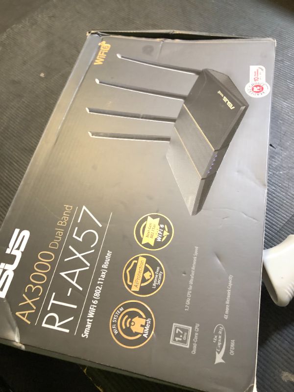 Photo 1 of ASUS AX3000 WiFi 6 Router (RT-AX57) - Dual Band Gigabit Wireless Internet Router, Gaming & Streaming, AiMesh Compatible, Included Lifetime Internet Security, Parental Control, MU-MIMO, OFDMA