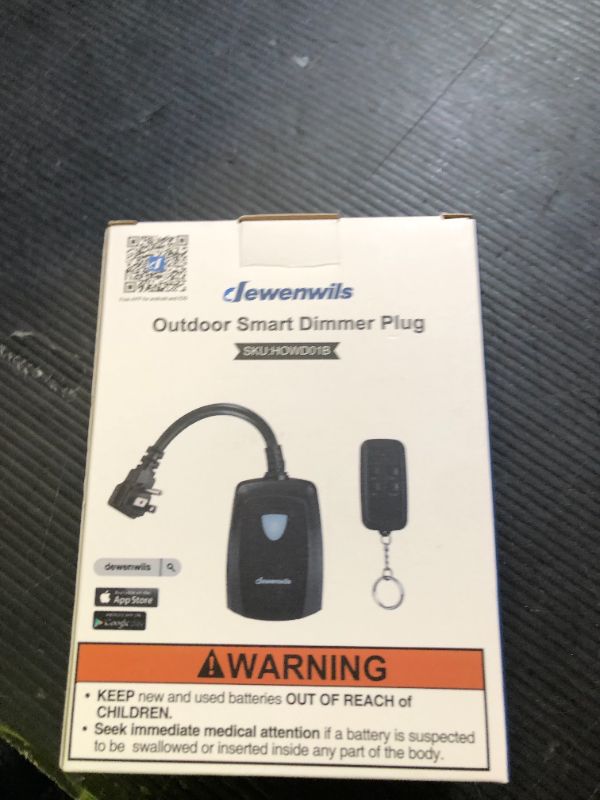 Photo 1 of DEWENWILS Outdoor Dimmer for String Lights, Smart Dimmer Plug with Remote, Compatible with Alexa & Google Home, Waterproof, 100FT Range, Remote Dimming for Dimmable LED/Tungsten Bulbs, FCC Certified