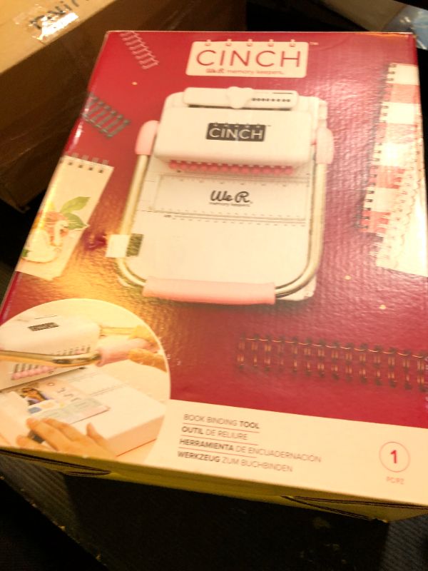 Photo 1 of We R Memory Keepers, Cinch Book Binding Machine 2, Pink/White, Easy to Use Design with Slide Ruler, Compatible with Wire or Spiral Coils, Make Professional Books, Notebooks, Calendars and More