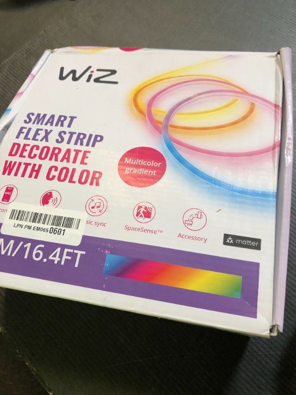 Photo 1 of WiZ Neon Smart Flex Strip – 16.4 ft, 16 Million Colors + Shades of White, Dynamic Light Scenes, Connects to Your Wi-Fi, Voice/App Control, Works with Google Home, Alexa and HomeKit