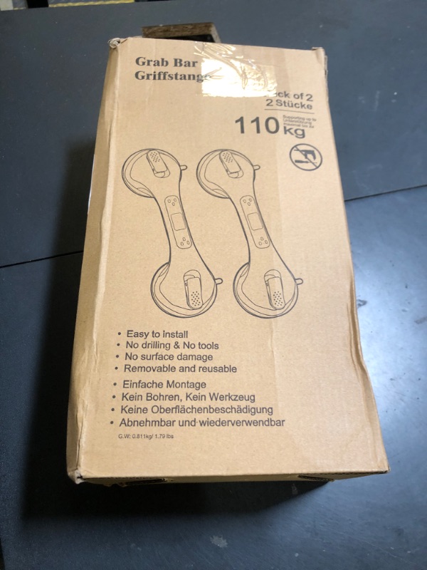 Photo 1 of TAILI Shower Handles for Elderly Suction, 2 Pack 12 Inch Shower Grab Bars for Seniors, Grab Bars for Bathtubs and Showers, No Drilling Removable Safety Shower Grip, Black
