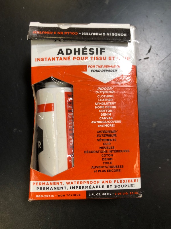Photo 1 of Tear Mender Instant Fabric and Leather Adhesive, 2 oz Bottle-Carded, TM-1, White