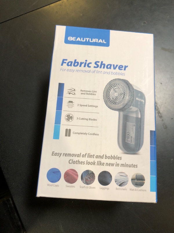 Photo 1 of BEAUTURAL Fabric Shaver and Lint Remover, Sweater Defuzzer with 2-Speeds, 2 Replaceable Stainless Steel Blades, Battery Operated, Remove Clothes Fuzz, Lint Balls, Pills, Bobbles Gray