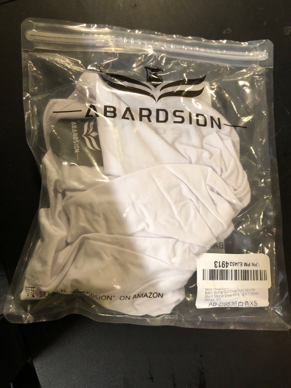 Photo 1 of Abardsion Women's Casual Basic Going Out Crop Tops Slim Fit Short Sleeve Crew Neck Tight T Shirts 2025 (White, XS)