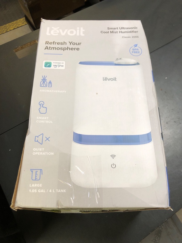 Photo 1 of LEVOIT 4L Smart Cool Mist Humidifier for Home Bedroom with Essential Oils, Customize Humidity for Baby & Plants, APP & Voice Control, Schedule, Timer, Last up to 40Hrs, Whisper Quiet, Handle Design