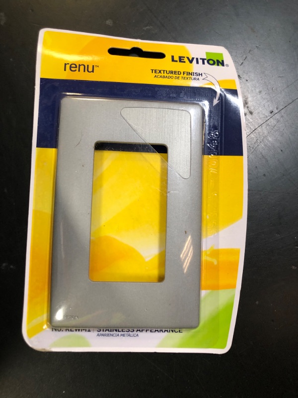 Photo 1 of Leviton Renu Screwless Snap-On Wallplate, 1-Gang, REWM1-STS, Stainless Appearance