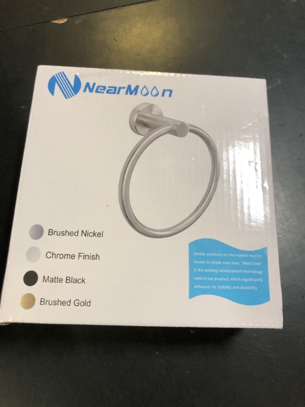 Photo 1 of NearMoon Bath Towel Ring, Bathroom Hardware Accessories-Thicken Stainless Steel Hand Towel Holder for Bathroom, Modern Round Towel Hanger Wall Mounted (Brushed Nickel, 1 Pack)