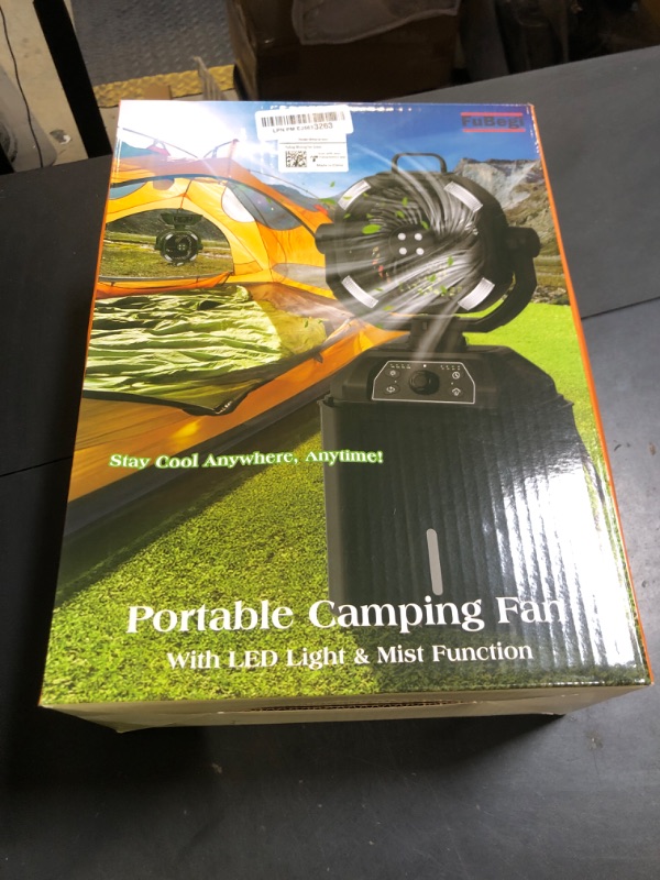 Photo 1 of Portable Misting Fan for Outdoor Patio, 20000mAh Rechargeable Battery Operated Camping Fan with 1.6 Gal Bucket, Strong Winds, 4 Large Spray Outlets, for Fishing/Travel/Garden Party/Golf/Tent, Green
