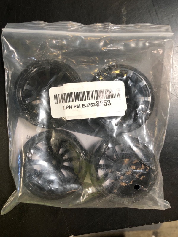 Photo 1 of ShareGoo RC 1/10 Drift Tires W/Plastic Wheel Rims 12mm Hex Compatible with HSP Tamiya Kyosho RedCat Traxxas Sakura WLtoys 3Racing 1/10 RC On-Road Racing Touring Car (Black)