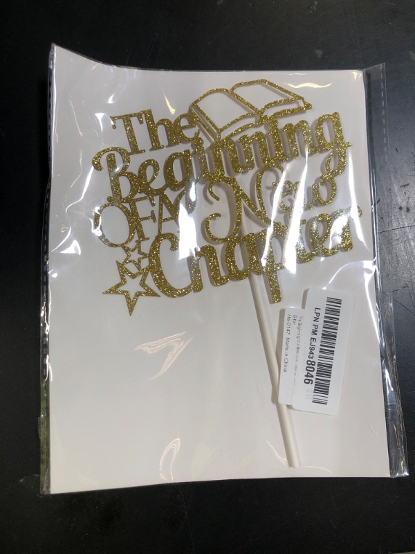 Photo 1 of The Beginning of a New Chapter Cake Topper - Class of 2025 Graduation Cake Pick, Graduate Retirement Bridal Shower Party Decorations Gold Glitter
