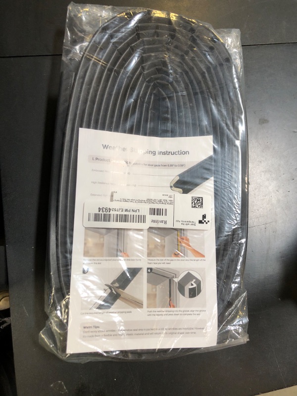 Photo 1 of Weather Stripping Door Seal Strip - Soundproof Q-Shaped Foam for Exterior Door Frame, Large Gap Seal, Noise Cancelling, Easy to Install (Black, 26FT)