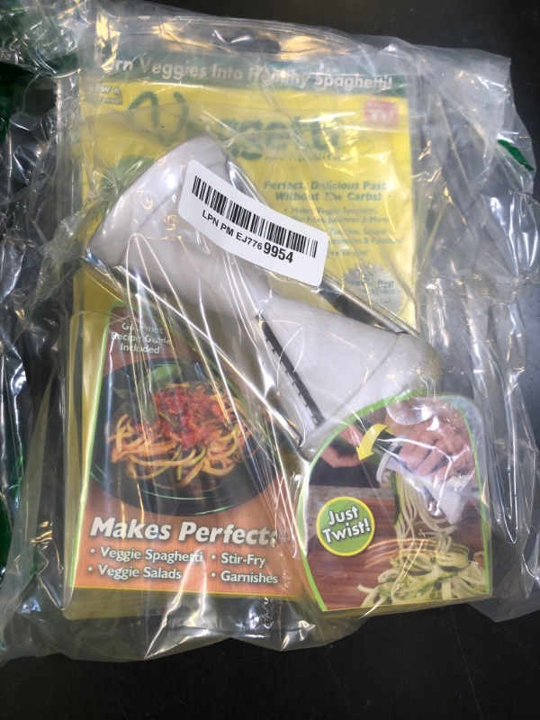 Photo 1 of Veggetti Veggie Slicer, Dual Stainless Steel Blade Vegetable Cutter for Thick or Thin Noodle, Works with Zucchini, Squash, Cucumbers, Carrots, and more, 2.76"L x 2.76"W x 6.32"H, White