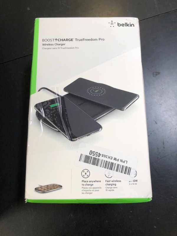 Photo 1 of Belkin TrueFreedom Pro Wireless Charging Pad - 10W Qi-Certified Charger Pad for iPhone, Samsung, Apple Airpods & More - Charge Qi-enabled Devices From Anywhere On The Surface - Black