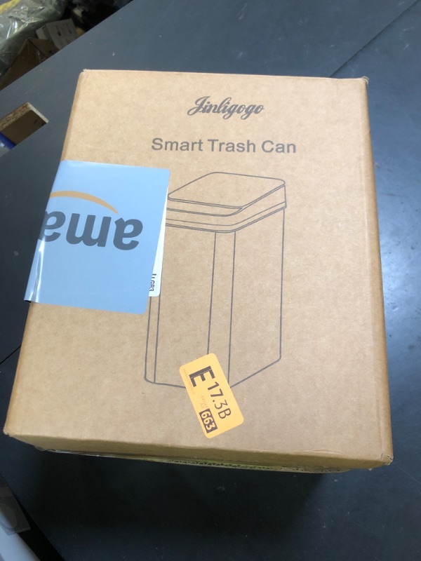 Photo 1 of jinligogo Bathroom Small Trash Can with Lid, 2.6 Gallon Touchless Automatic Garbage Can Slim Waterproof Motion Sensor Smart Trash Bin for Bedroom, Office, Living Room-Black