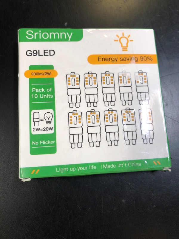 Photo 1 of Sriomny G9 LED Bulb 2W Equivalent to 20W Halogen lamp T4 G9 Warm White 3000K 120V G9 Base, Crystal Chandelier, 360°Omni-Directional Lighting, Home Lighting Non-dimming 200 lumens 10-Pack