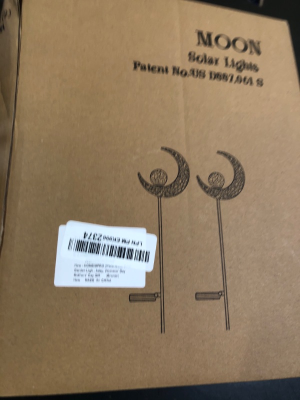 Photo 1 of 2Pack Moon Garden Solar Lights Outdoor Stakes Waterproof, Gifts for Mom, Crackle Glass Patio, Backyard Decorations, Balcony Lawn Ornaments, for Women Men Grandma (Bronze)