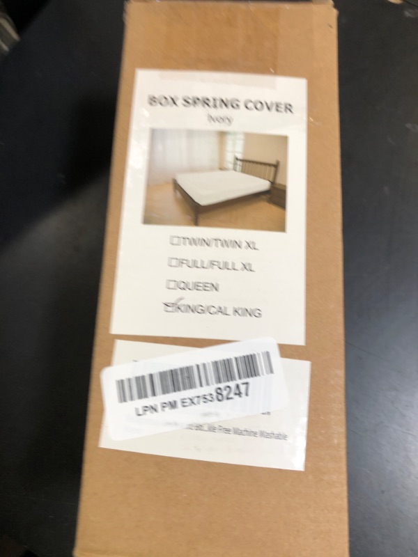 Photo 1 of Biscaynebay Decorative Box Spring Covers King & Cal King Size, Ivory Luxurious Jersey Knitting Stretchy Wrap Around 4 Sides Bed Skirts for Home/Hotels, Easy Fit Wrinkle Free Machine Washable