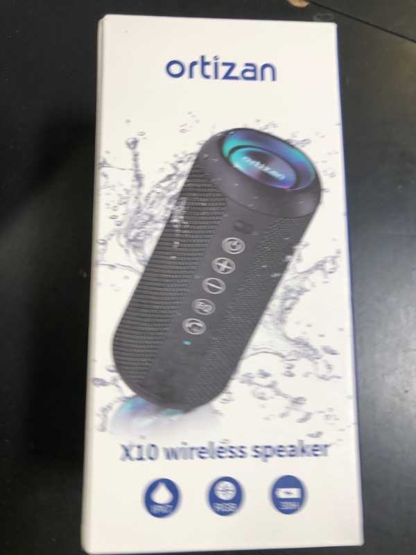 Photo 1 of Ortizan Portable Bluetooth Speaker: IPX7 Waterproof, 24W Loud Sound, Deep Bass, Bluetooth 5.3, LED Lights, Wireless Stereo Pairing, 30H Playtime, for Home/Outdoor/Party/Beach, Birthday Gift (Black)