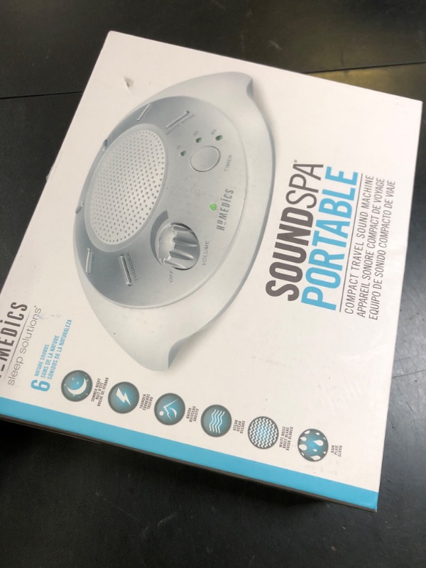 Photo 1 of Homedics SoundSleep White Noise Sound Machine, Silver, Small Travel Sound Machine with 6 Relaxing Nature Sounds, Portable Sound Therapy for Home, Office, Nursery, Auto-Off Timer, by Homedics