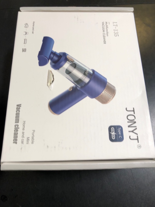 Photo 1 of JONYJ Handheld Car Vacuum Cleaner, 16000PA Hand Held Vacuum Portable Cordless, 2 in 1 Air Duster and Vacuum Cleaner with LED Light, Multi-Nozzles, 120W High Power Mini Vacuum for Home, Pet, Office