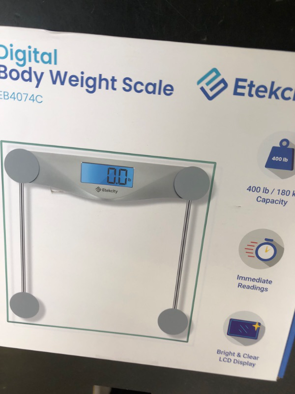 Photo 1 of Etekcity Digital Body Weight Bathroom Scale, Large Blue LCD Backlight Display, High Precision Measurements,6mm Tempered Glass, 400 Pounds
