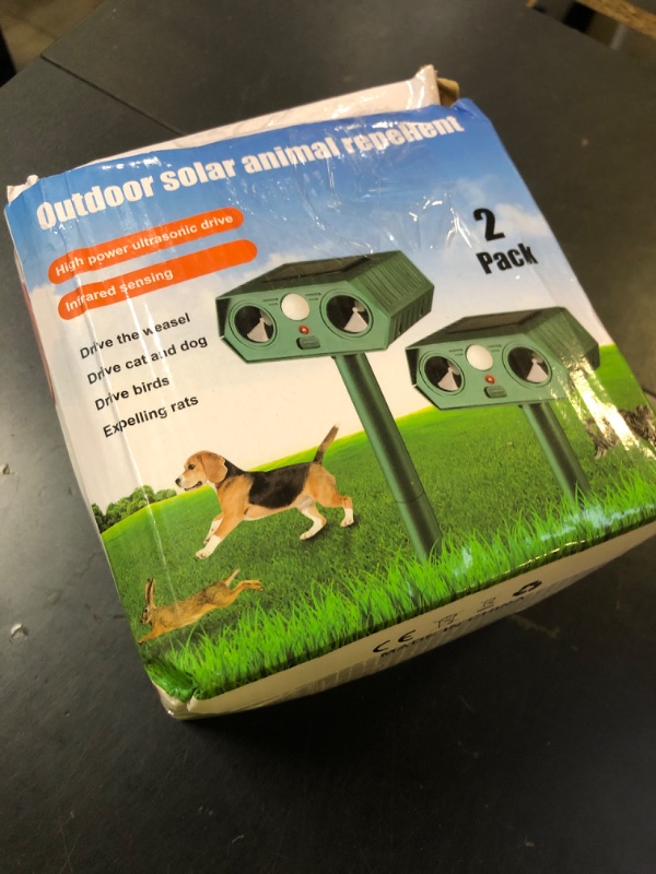 Photo 1 of 2Pack Deer Squirrel Rabbit Cat Repellent Outdoor Solar Ultrasonic Animal Repeller Waterproof Raccoon Deterrent with Motion Sensor to Keep Dog Skunk Possum Rodent Coyote Out of Garden Yard Farm