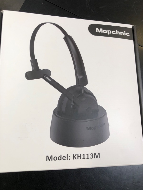 Photo 1 of Mopchnic Bluetooth Headset, Wireless Headphone with AI Noise-Canceling Microphone for Computer, On Ear Bluetooth Headset with USB Dongle for Office Call Center Skype Zoom Meeting Online Class (Black)