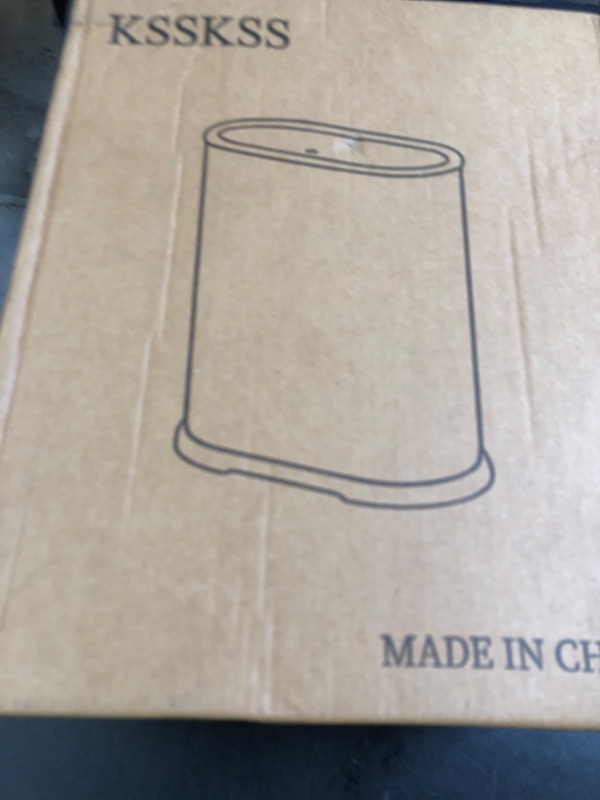Photo 1 of KSSKSS 1.8 Gallons Small White Bathroom Trash Can with Lid, Slim Bathroom Garbage Bin, Removable Liner Bucket, Dog Proof Trash Can with Pop-Up Lid for Bedroom,Toilet