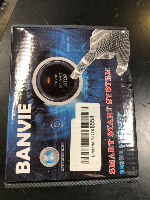 Photo 1 of BANVIE Car RFID Push to Start Ignition Kit, Keyless Go Engine Start Stop Button System with Leather Key, Anti-Thief Double Layer Start Protection for Most DC12V Cars