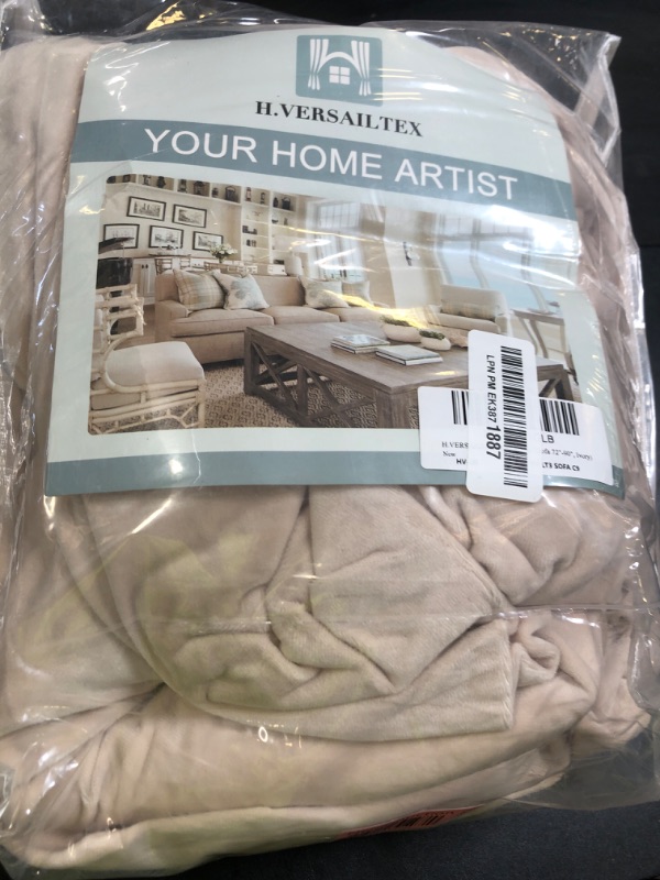 Photo 1 of H.VERSAILTEX Stretch Velvet Sofa Covers for 3 Cushion Couch Covers Sofa Slipcovers Furniture Protector Soft with Non Slip Elastic Bottom, Crafted from Thick Comfy Rich Velour (Sofa 72"-90", Ivory)