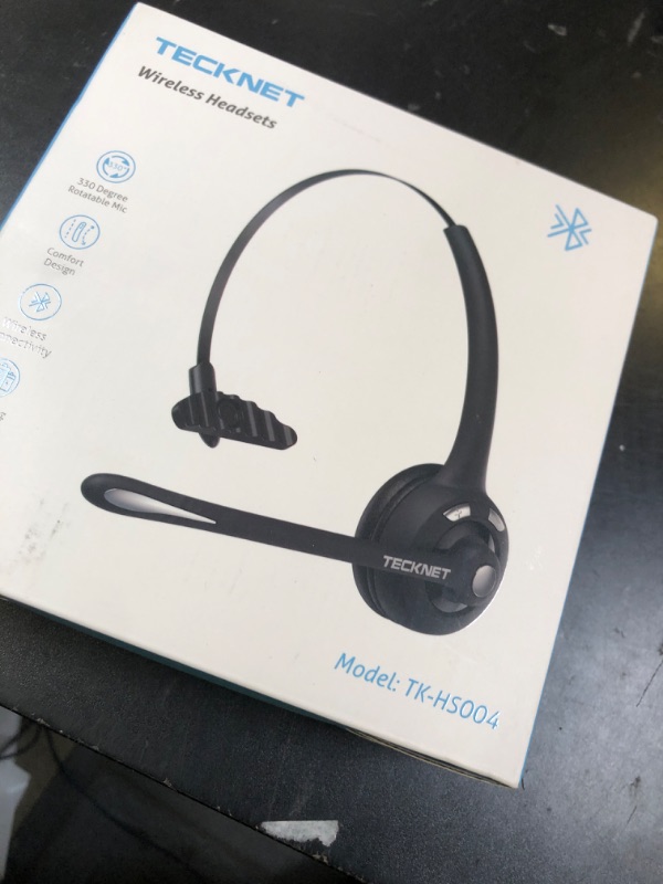 Photo 1 of TECKNET Bluetooth Headset, Wireless Headset with Noise Canceling Microphone for Trucker, On-Ear Bluetooth Headphone with Mute Mic for Work