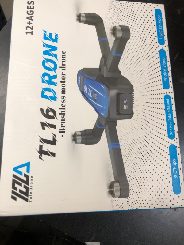 Photo 1 of Toladrone TL16 Brushless Motor Drone with 1080P Camera, FPV Drone for Adults, Optical Flow Positioning Headless Mode 90° Motorised Adjustable Lens, Foldable RC Quadcopter for Beginners, Blue